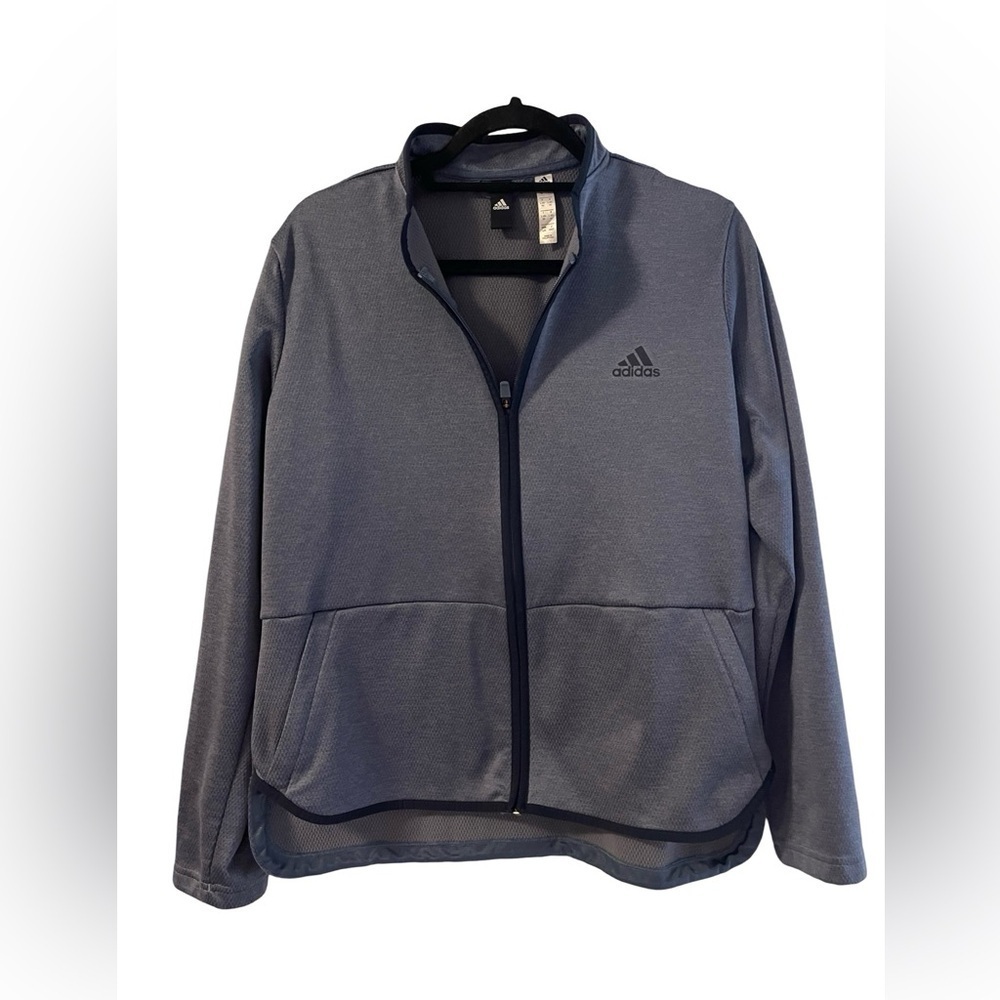 Adidas Climawarm Zip Up Athletic Track Jacket Blue Size Large EUC